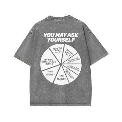 Techno Apocalypse Front And Back Printing Washed T-shirt