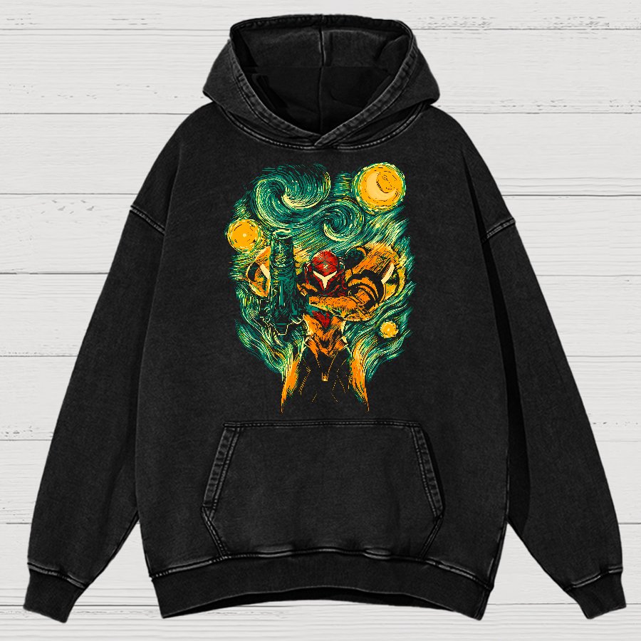 Cosmic Hunter Vintage Distressed Hoodie