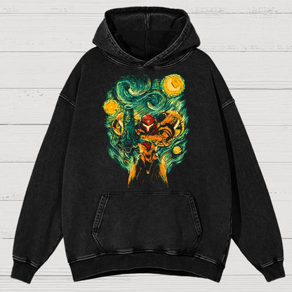 Cosmic Hunter Vintage Distressed Hoodie