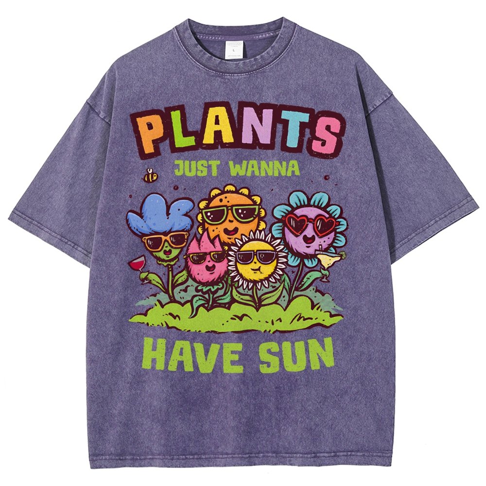 Plants Just Wanna Have Sun Vintage Distressed T-shirt