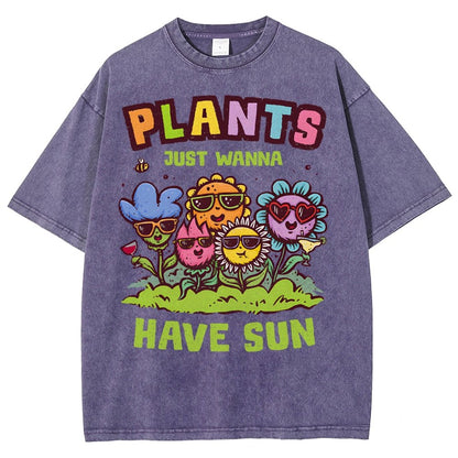 Plants Just Wanna Have Sun Vintage Distressed T-shirt