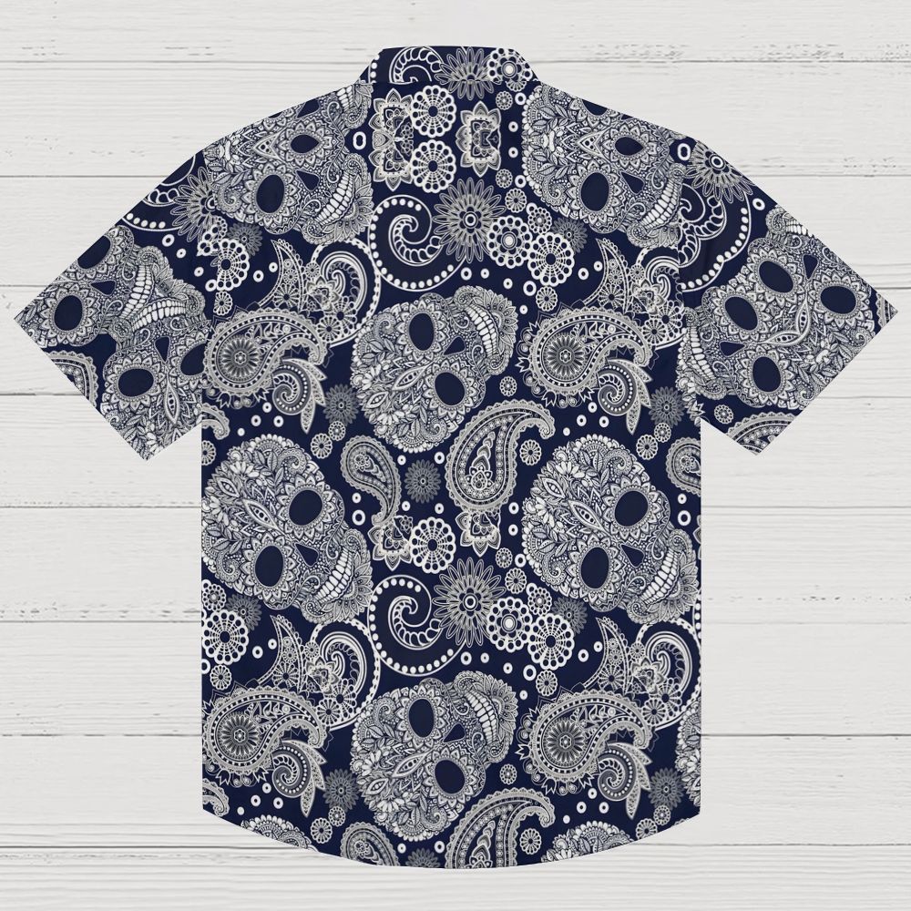 Paisley Skull Art Print Geek Hawaiian Shirt
