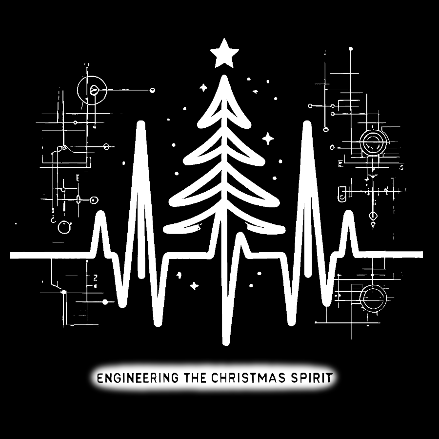 Engineer Heartbeat and Christmas Tree Geek T-Shirt