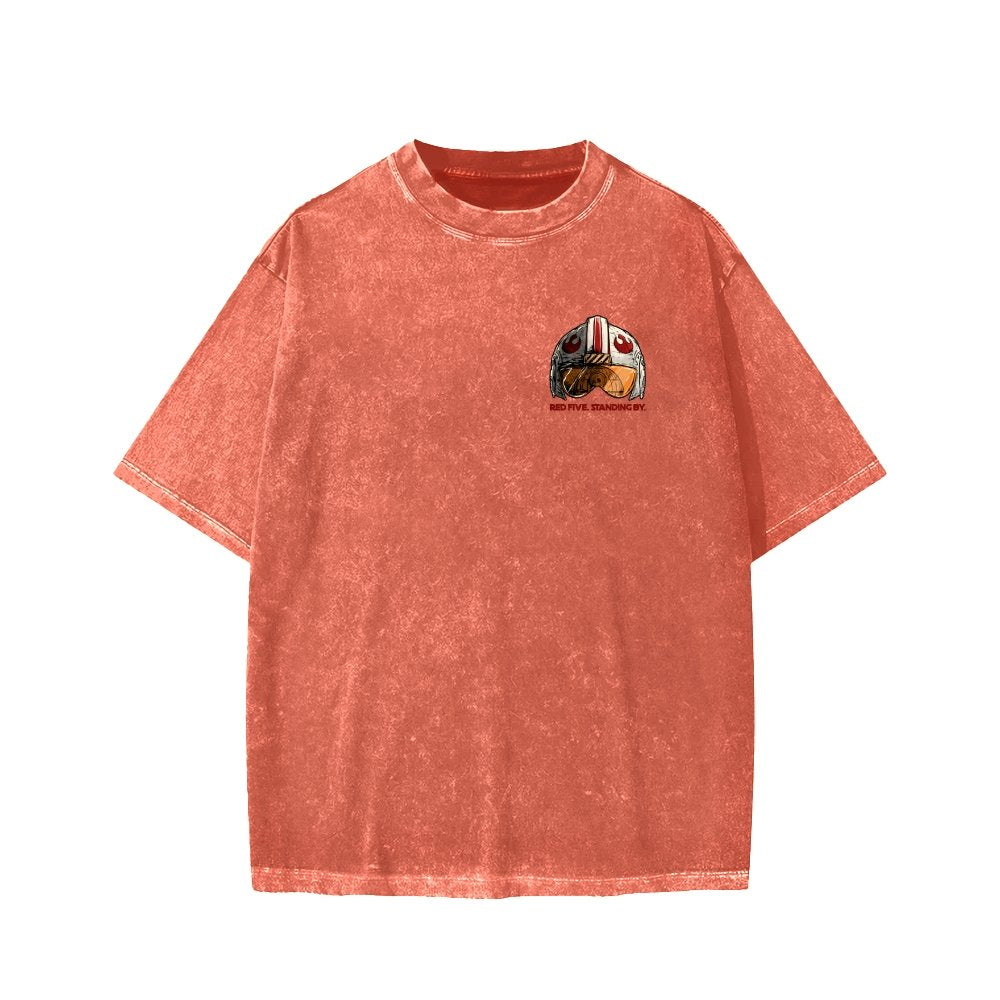 Standing By Front And Back Printing Washed T-shirt