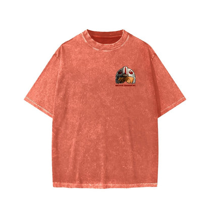 Standing By Front And Back Printing Washed T-shirt