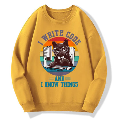 I Write Code And I Know Thing Geek Cotton Sweatshirt