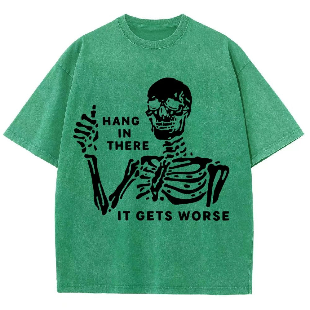 Hang In There Skeleton Vintage Distressed T-shirt
