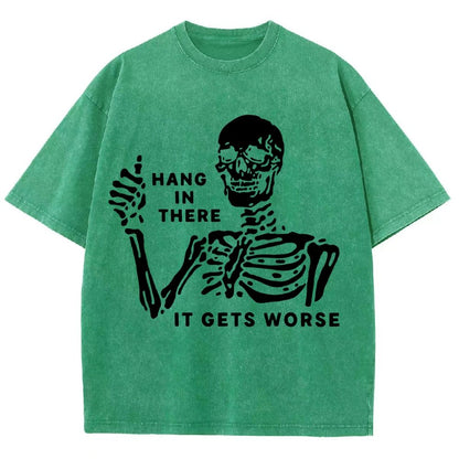 Hang In There Skeleton Vintage Distressed T-shirt