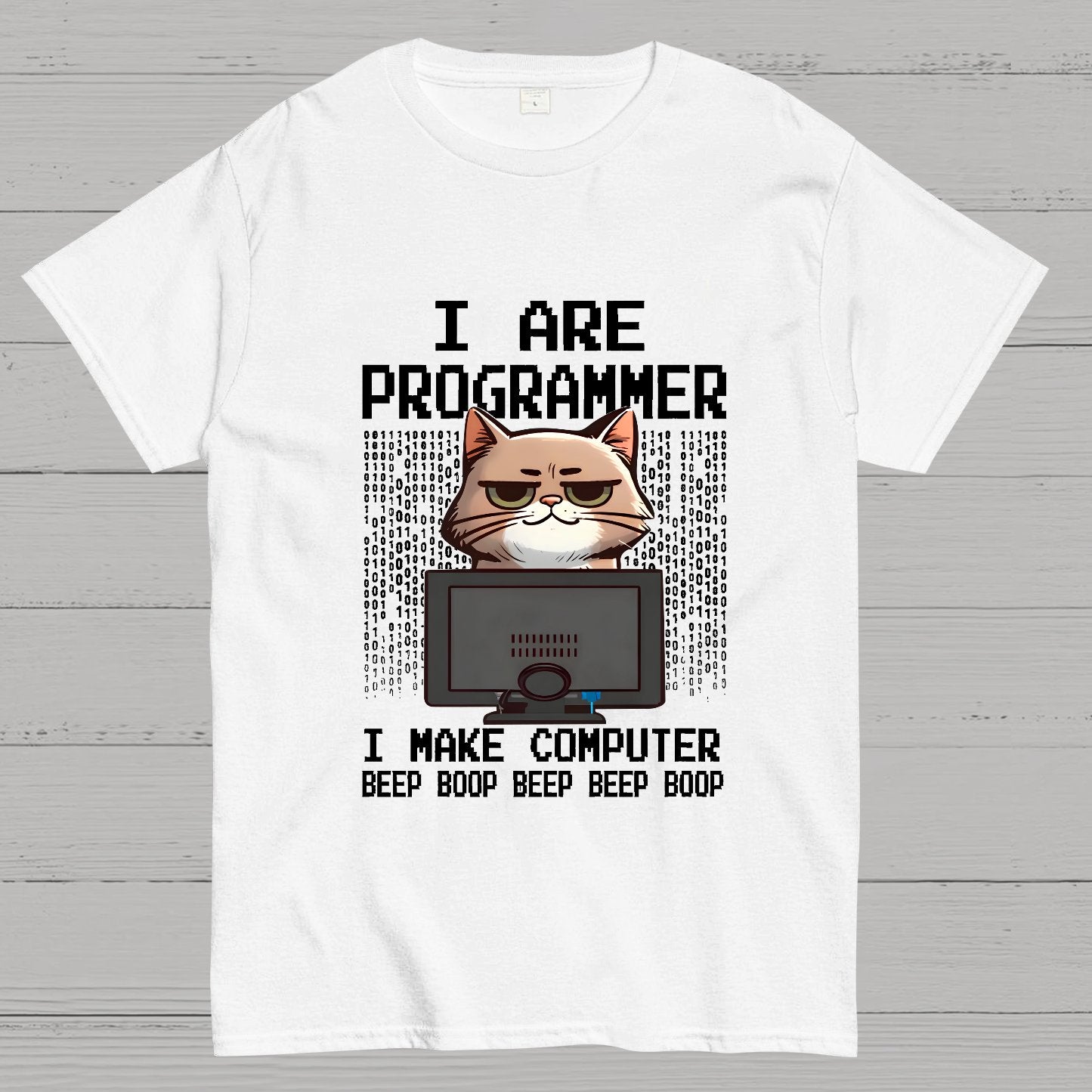 Programmer Cute Cat Coding Geeky T-Shirt