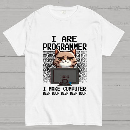 Programmer Cute Cat Coding Geeky T-Shirt