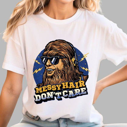 Messy Hair Don't Care Geek T-Shirt