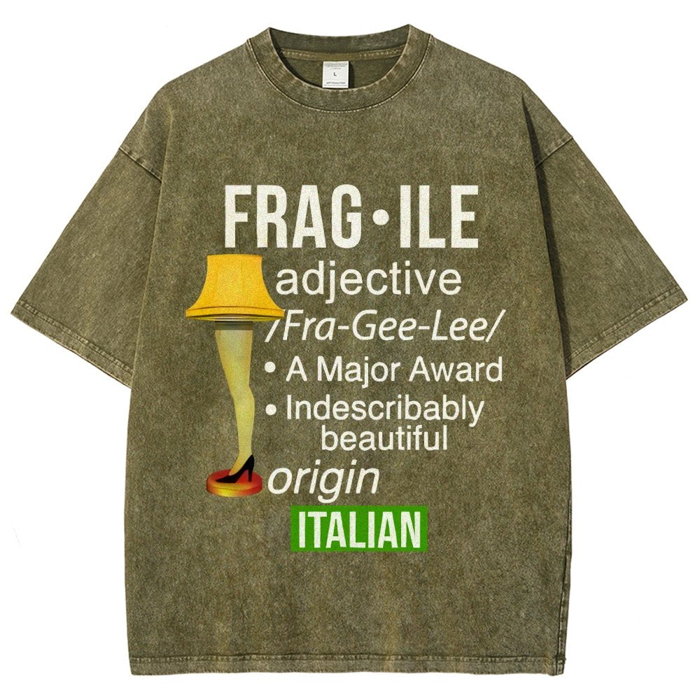 Funny Christmas Fragile Major Award Leg Lamp Vintage Distressed T-shirt