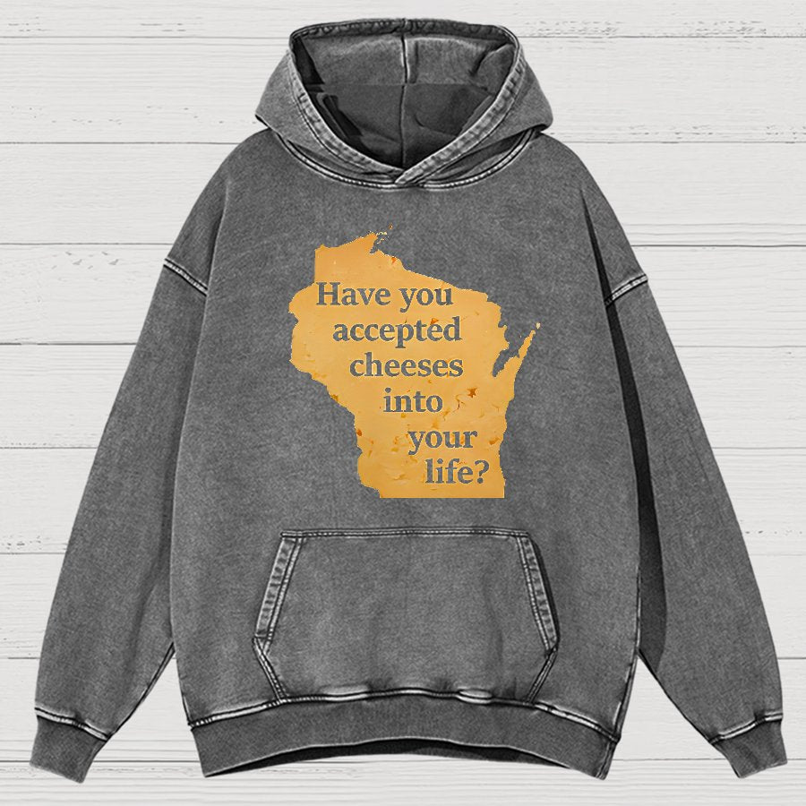 Wisconsin Cheese Pun Vintage Distressed Hoodie