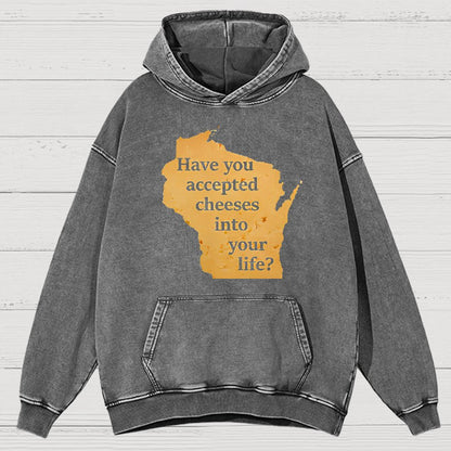 Wisconsin Cheese Pun Vintage Distressed Hoodie