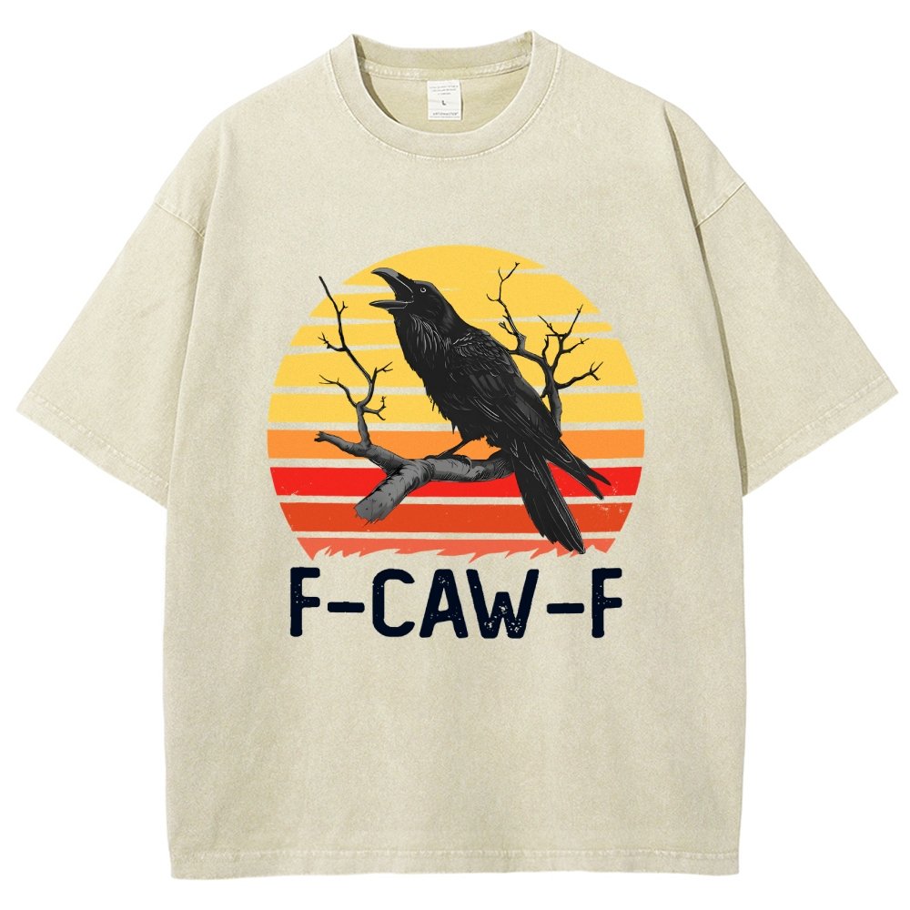 Retro Sunset F-Caw-F Black Bird Black Crow Vintage Distressed T-shirt