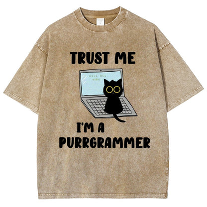 I'm A Purrgrammer Funny Cat Nerdy Vintage Distressed T-shirt