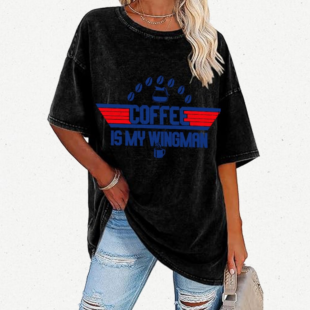 Coffee Is My Wingman Vintage Distressed T-shirt