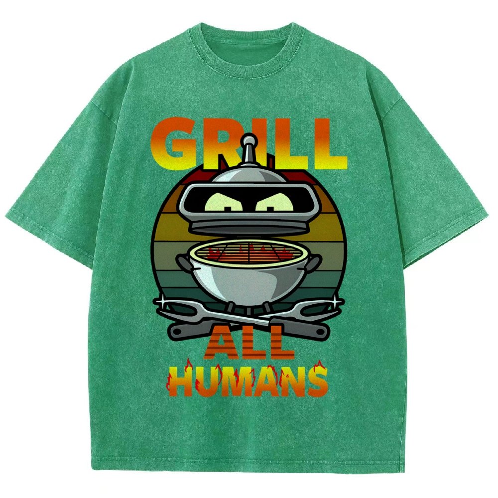 Grill All Humans Vintage Distressed T-shirt