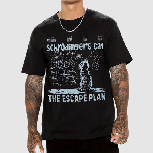 Schrodinger's Cat Escape Plan Interesting Physics Science Geek T-Shirt