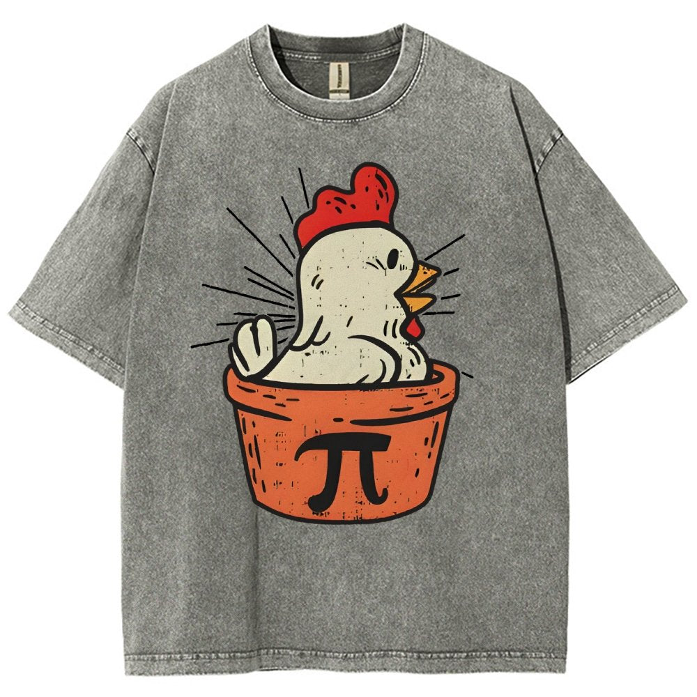 Funny Chicken Pot Pi Vintage Distressed T-shirt