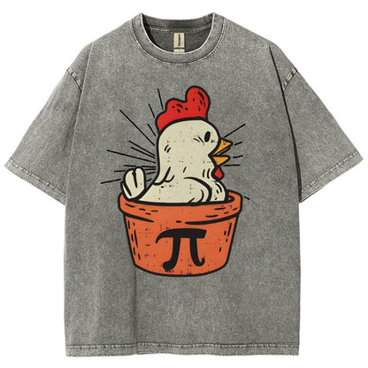 Funny Chicken Pot Pi Vintage Distressed T-shirt