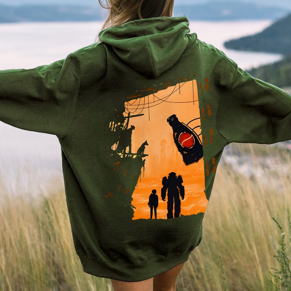 Welcome To This Land Printed Back Unisex Cotton Hoodie