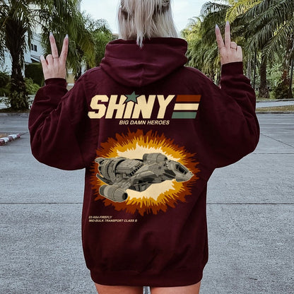 Shiny Heroes Printed Back Cotton Hoodie