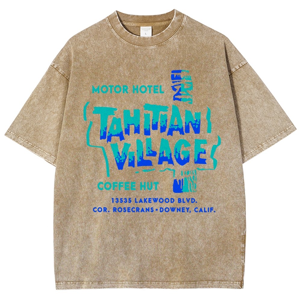 Tahitian Village - Downey, CA - Vintage Tiki Bar Vintage Distressed T-shirt