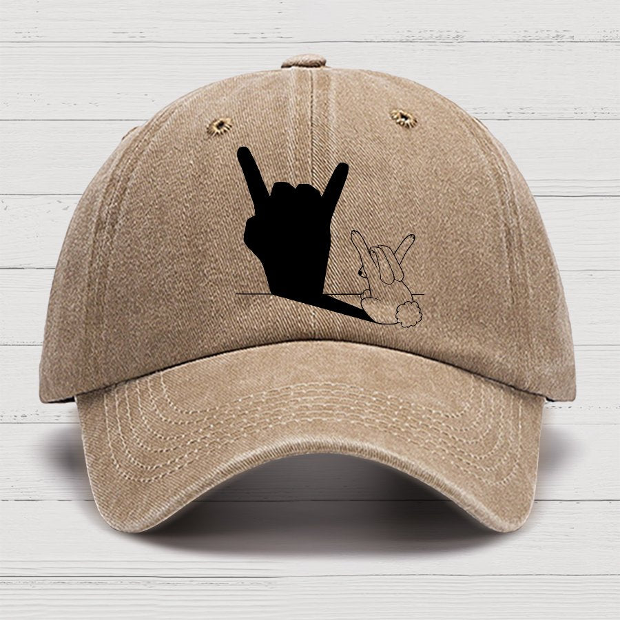 Rabbit Rock and Roll Hand Shadow Meme Style Unisex Gamer Movie Music Hat