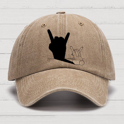 Rabbit Rock and Roll Hand Shadow Meme Style Unisex Gamer Movie Music Hat