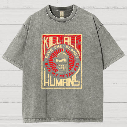 Save The Earth And Kill All Humans Nerdy Vintage Distressed T-shirt