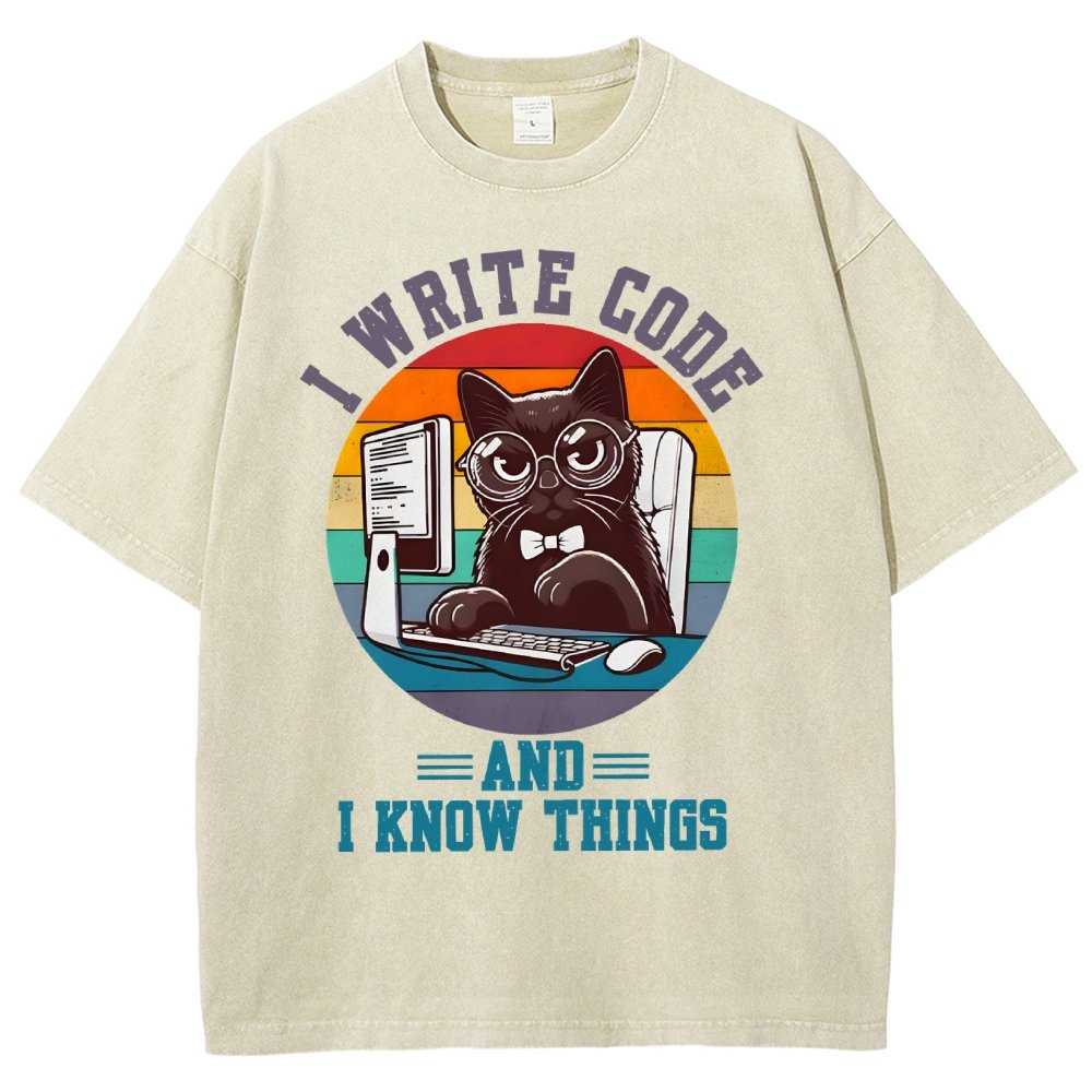 I Write Code And I Know Thing Vintage Distressed T-shirt