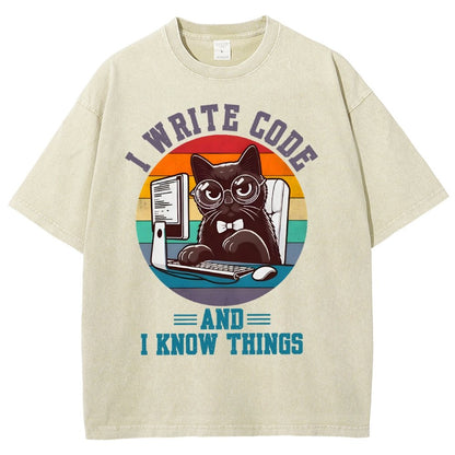 I Write Code And I Know Thing Vintage Distressed T-shirt