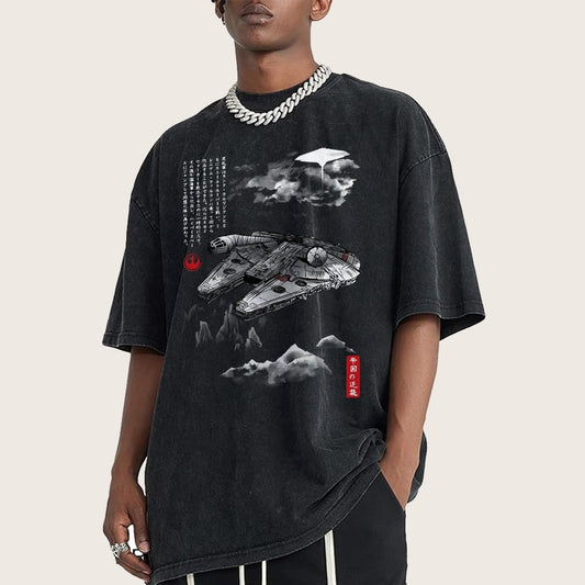 Escape from Mysterious City sumi-e Vintage Distressed T-shirt