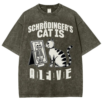 Schrödinger's Cat Dead And Alive Männer Vintage Distressed T-shirt
