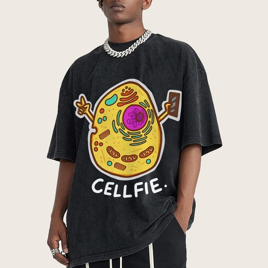 Biology pun Cell-Fie Vintage Distressed T-shirt