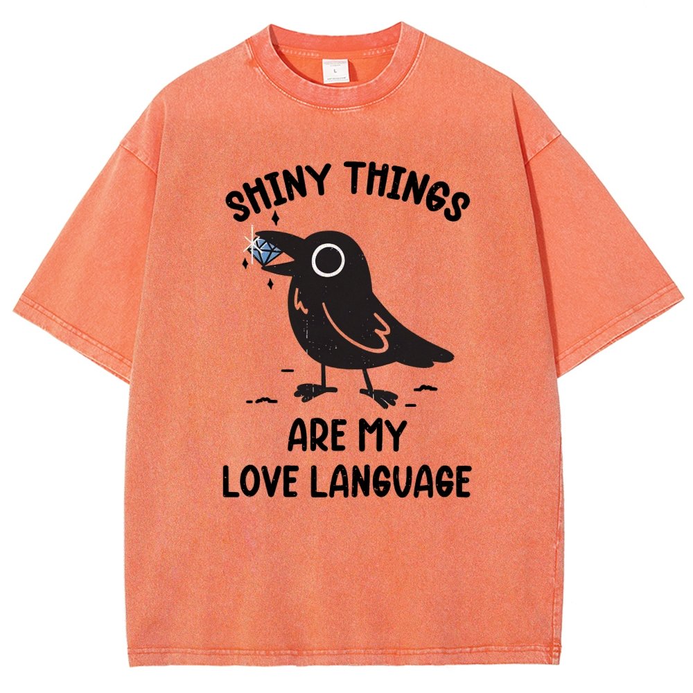 Crow Love Shiny Vintage Distressed T-shirt