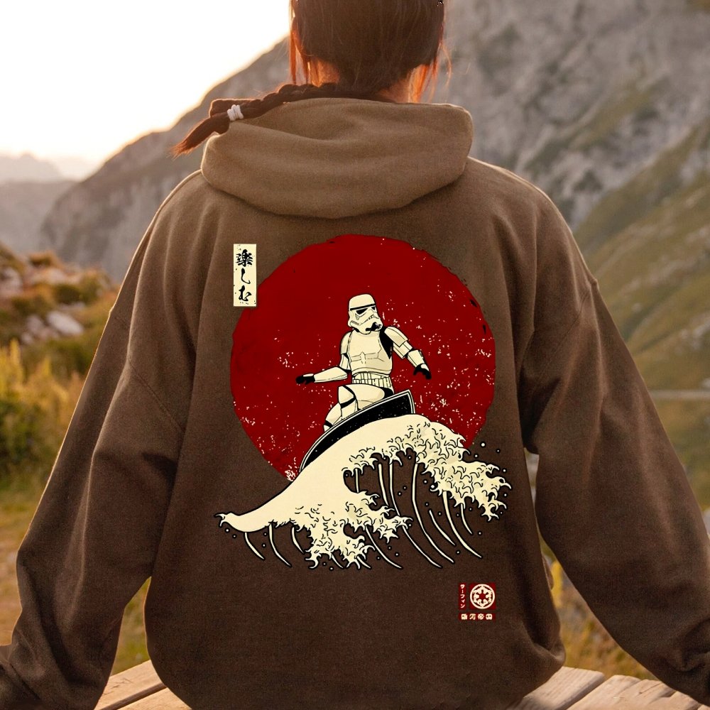 Cosmic Wave Printed Back Unisex Cotton Hoodie