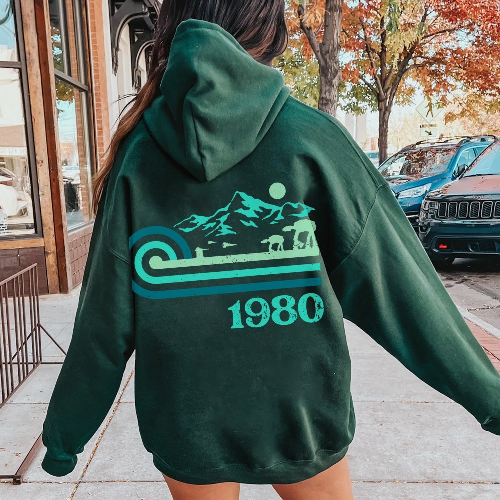 Retro Vintage Base Printed Back Unisex Cotton Hoodie