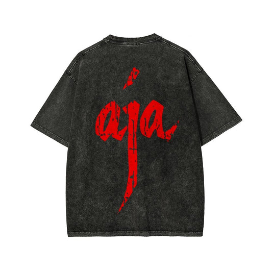Aja Front And Back Printing Washed T-shirt