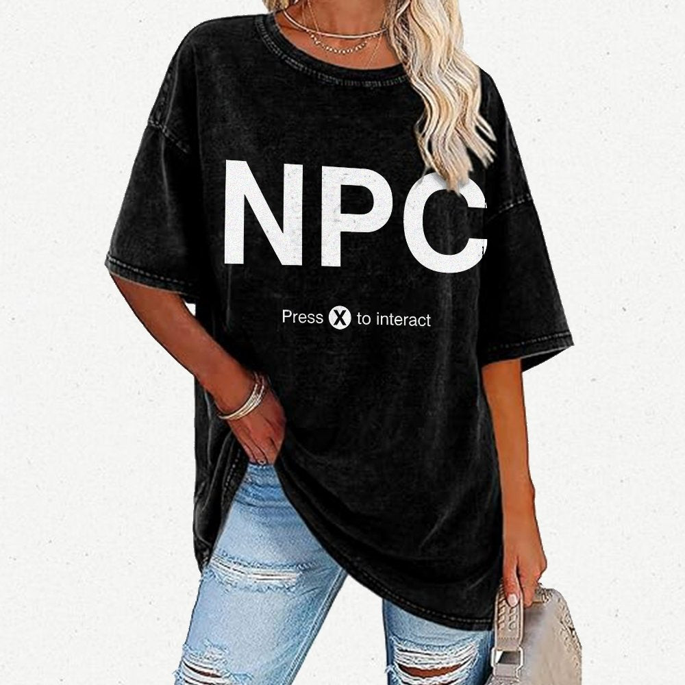 NPC Press X to Interact Vintage Distressed T-shirt
