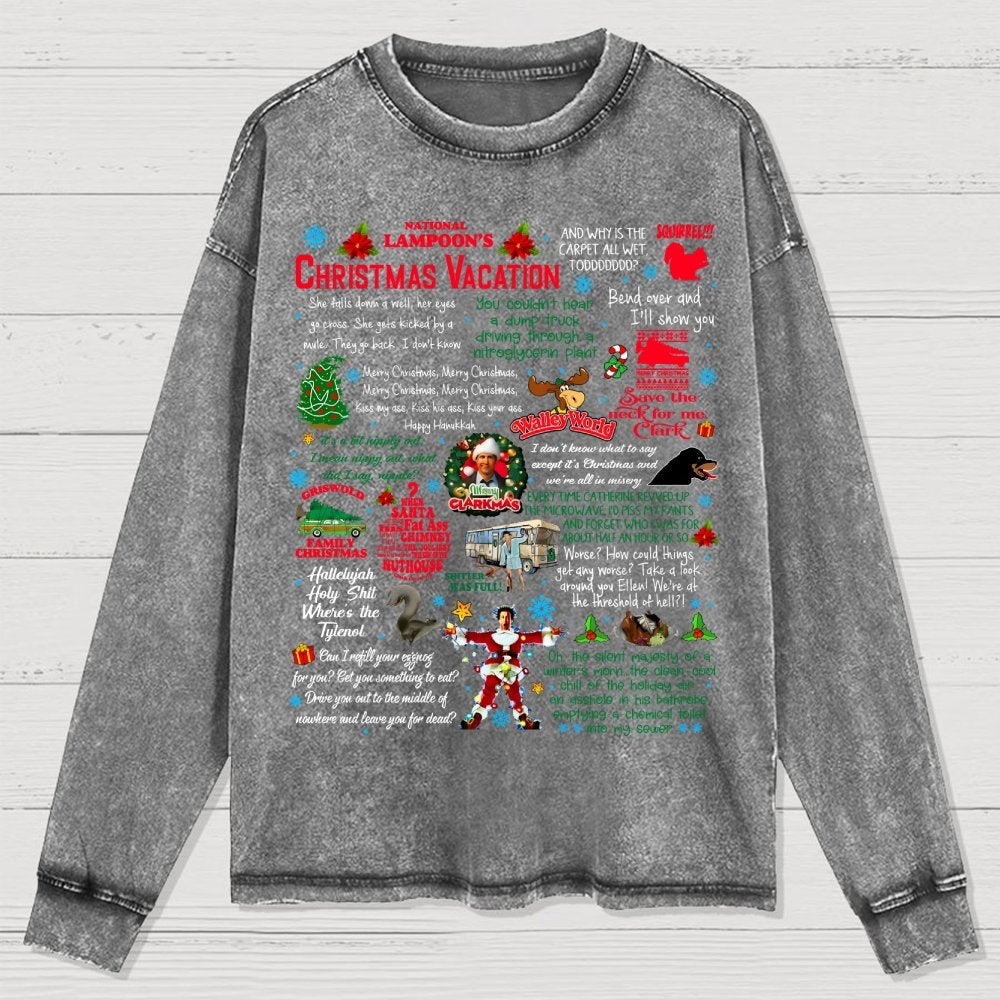 Holiday Vacation Quote Washed Long Sleeve Tee