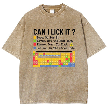 Can I Lick It Question Mark Periodic Table Of Elements Science Vintage Distressed T-shirt