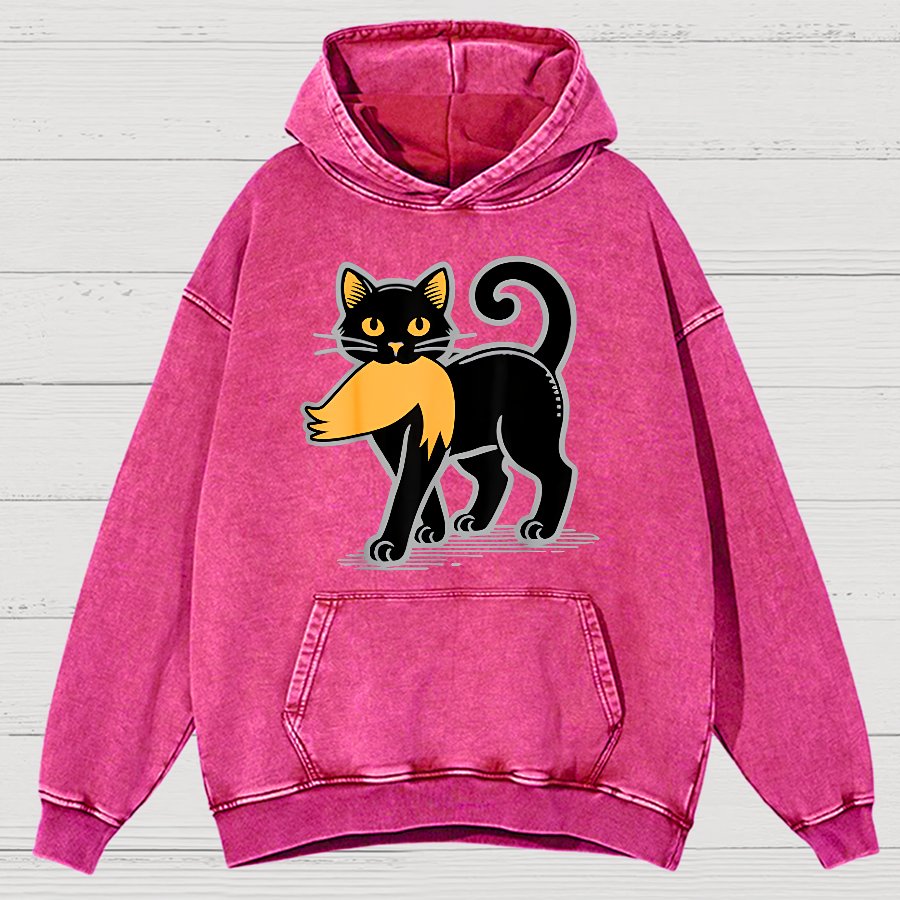 Black Cat Satire Vintage Distressed Hoodie
