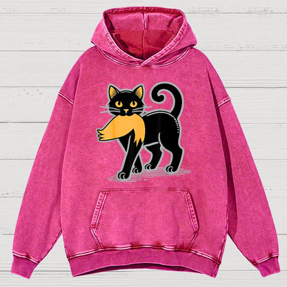 Black Cat Satire Vintage Distressed Hoodie