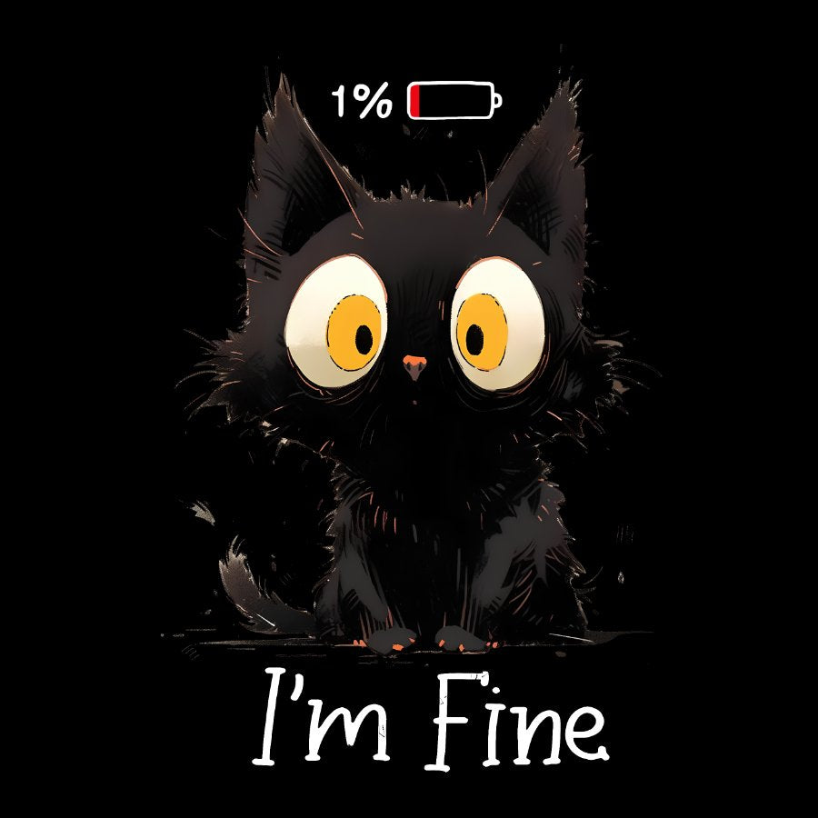 I‘m Fine Black Cat Geeky T-Shirt
