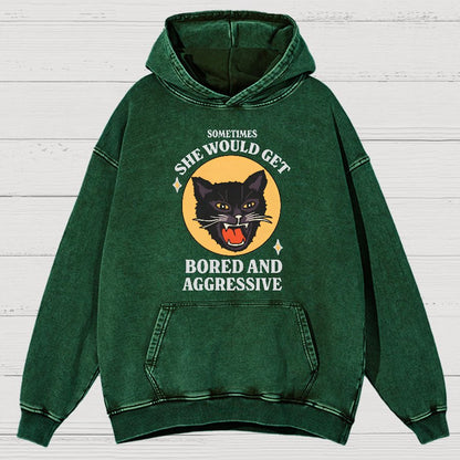 Angry Cat Funny Vintage Distressed Hoodie