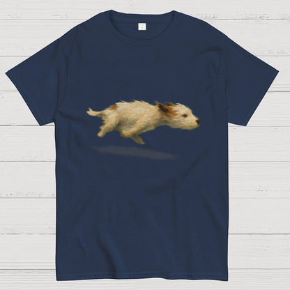 Funny Cute Running Dog Art Print Geek T-Shirt