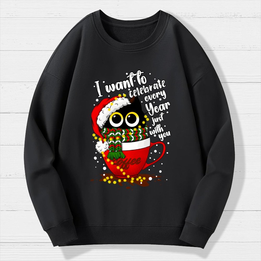 Christmas Cat Geek Cotton Sweatshirt