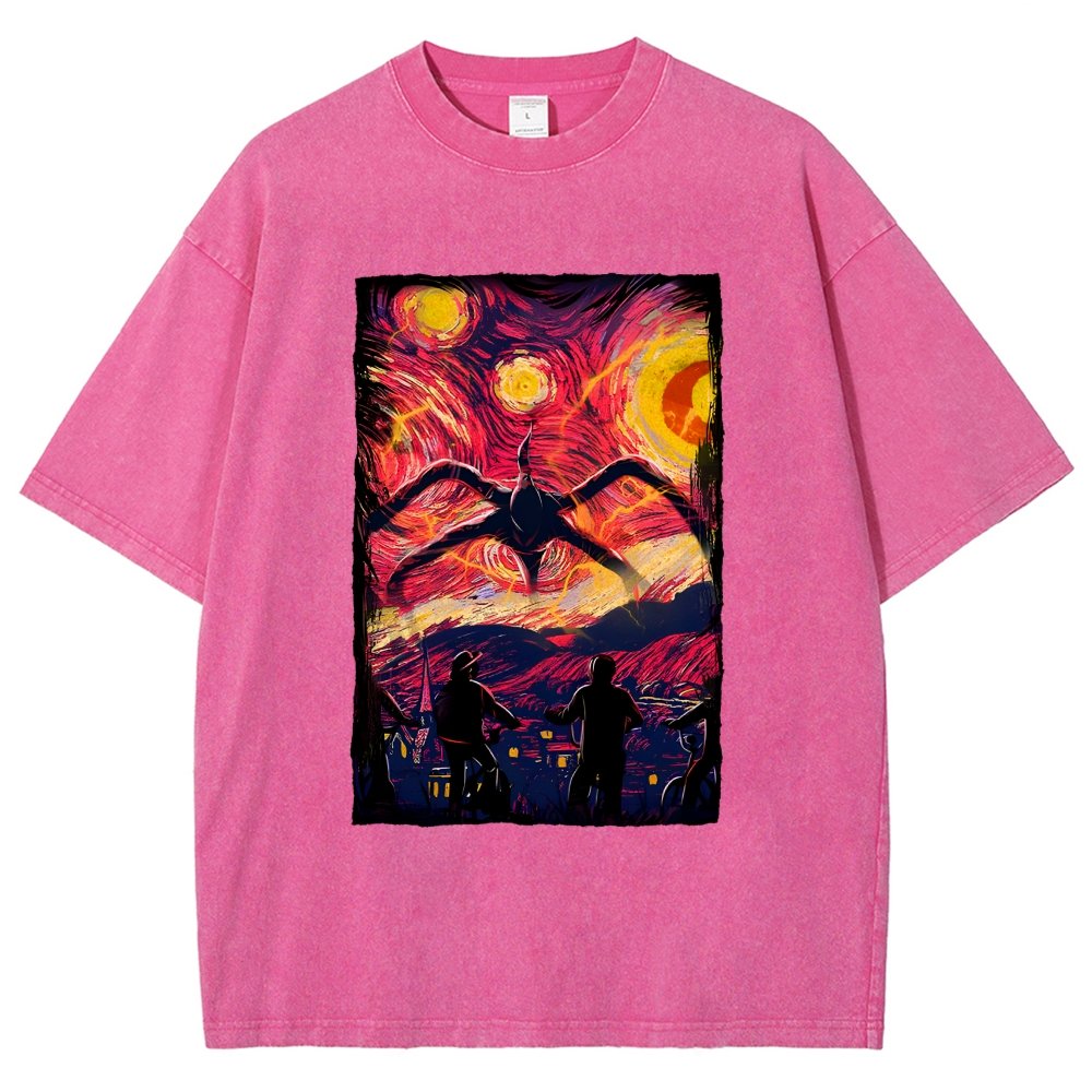 Monster In Starry Night Vintage Distressed T-shirt